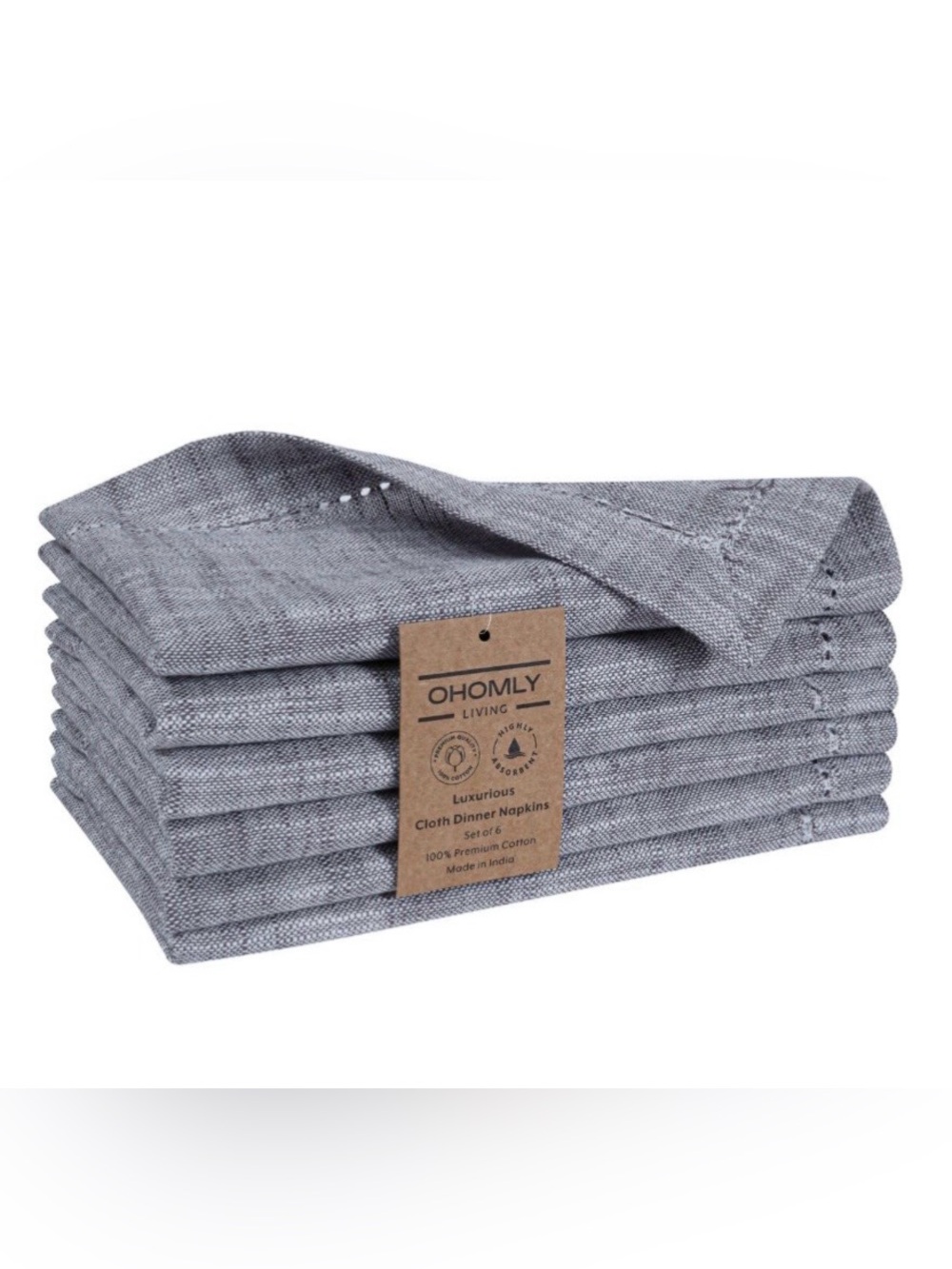 Gray 100% Cotton Cloth Napkins Everyday Use or Special Occasion -  Set of 6